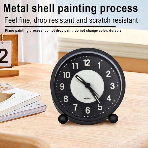 Black silent bedside alarm - black,