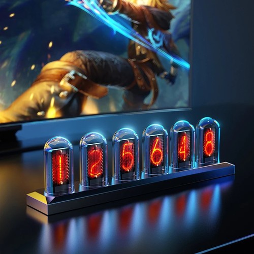 Rgb nixie tube clock led - clock, glows