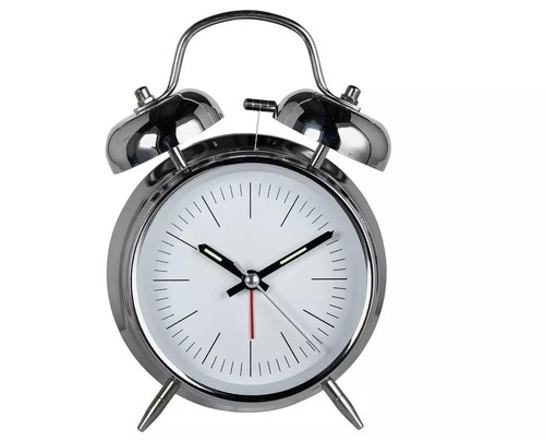 Twin bell alarm clock - clock, silver
